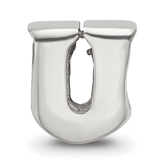 Sterling Silver 925 Polished Letter U Bead for Personalized Jewelry