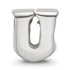Sterling Silver 925 Polished Letter U Bead for Personalized Jewelry