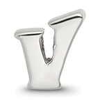 Sterling Silver 925 Polished Letter V Bead Elegant Alphabet Charm