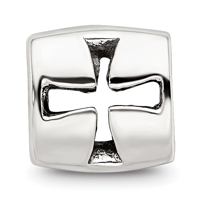 Sterling Silver 925 Maltese Cross Bead with Polished Finish, Casted Solid Design