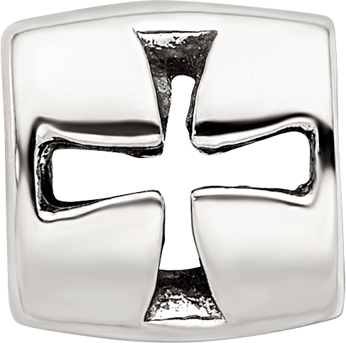 Sterling Silver 925 Maltese Cross Bead with Polished Finish, Casted Solid Design