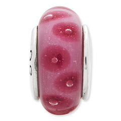 Sterling Silver Reflections Pink Hand-blown Glass Bead