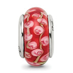 Sterling Silver Hand-blown Pink/Red Glass Bead with Antiqued Finish