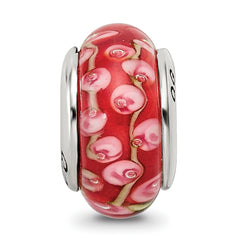 Sterling Silver Reflections Pink/Red Hand-blown Glass Bead