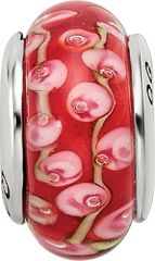 Sterling Silver Reflections Pink/Red Hand-blown Glass Bead
