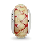 Sterling Silver 925 Yellow Floral Hand-Blown Glass Bead, Antiqued Finish