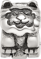Sterling Silver 925 Lion Bead for Kids with Antiqued Finish Solid Design