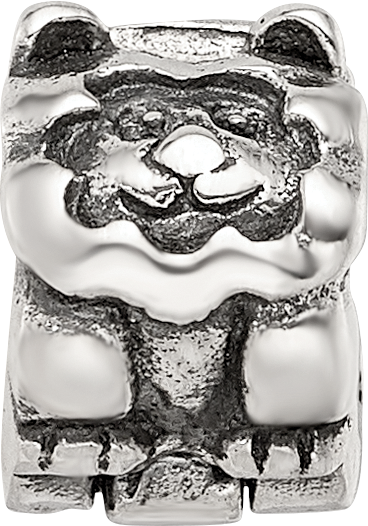 Sterling Silver 925 Lion Bead for Kids with Antiqued Finish Solid Design