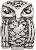 Sterling Silver 925 Kids Owl Clip Bead with Antiqued Finish