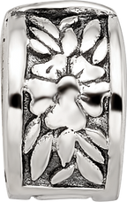 Sterling Silver Kids Floral Clip Bead with Antiqued Finish by Sophia Jewelers