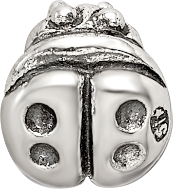 Sterling Silver 925 Ladybug Bead for Kids with Antiqued Finish