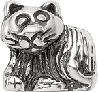 Sterling Silver 925 Antique Kids Kitten Bead Solid Casted Charm