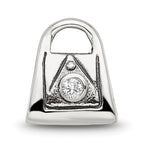 Sterling Silver 925 Kids CZ Handbag Bead with Antiqued Finish