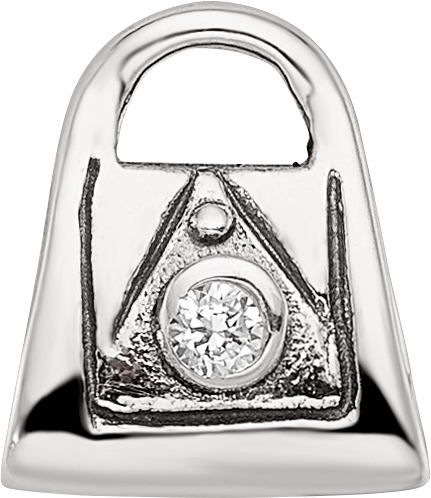 Sterling Silver 925 Kids CZ Handbag Bead with Antiqued Finish