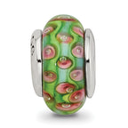 Sterling Silver Reflections Kids Green Blue Hand-blown Glass Bead
