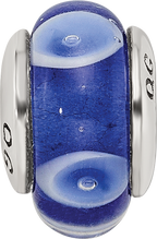 Sophia Jewelers Kids Sterling Silver Glass Bead with Blue and White Dots Pattern